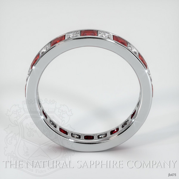 18K White Gold White Sapphire and Ruby Eternity Wedding Band
