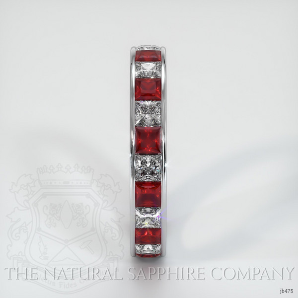 18K White Gold White Sapphire and Ruby Eternity Wedding Band