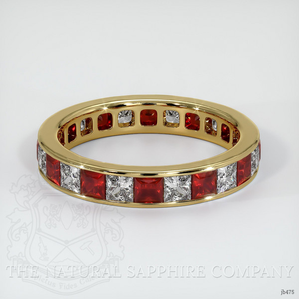 18K Yellow Gold Sapphire and Ruby Eternity Wedding Band