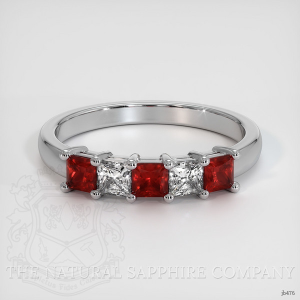 Platinum 950 Ruby and Diamond Prong Wedding Band