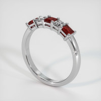 Platinum 950 Ruby and Diamond Prong Wedding Band Image