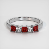 18K White Gold Ruby and Diamond Prong Wedding Band Video