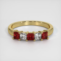 14K Yellow Gold Ruby and Diamond Prong Wedding Band Video