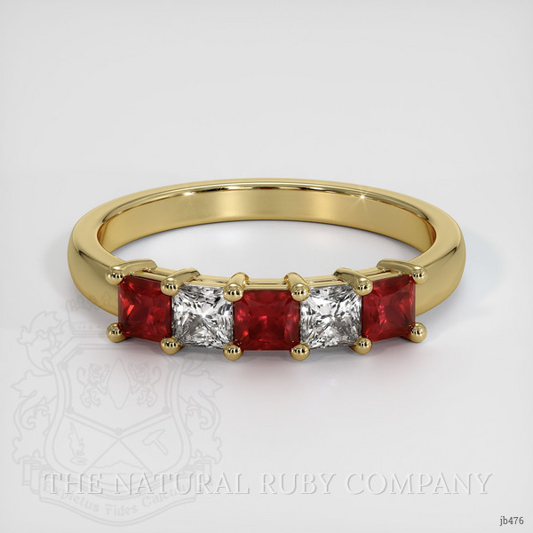 14K Yellow Gold Diamond and Ruby Prong Wedding Band