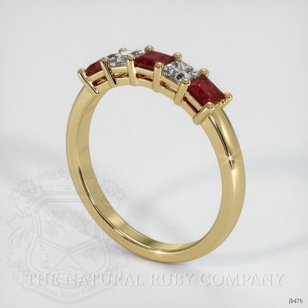14K Yellow Gold Diamond and Ruby Prong Wedding Band