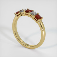 18K Yellow Gold Ruby and Diamond Prong Wedding Band Image
