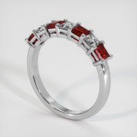 14K White Gold Ruby and Diamond Prong Wedding Band Image