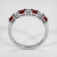 14K White Gold Ruby and Diamond Prong Wedding Band Image