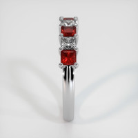 14K White Gold Ruby and Diamond Prong Wedding Band Image