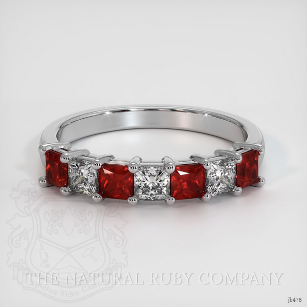 18K White Gold Ruby and Diamond Prong Wedding Band