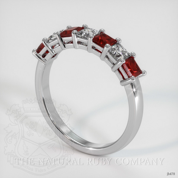 18K White Gold Ruby and Diamond Prong Wedding Band