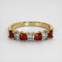 14K Yellow Gold Ruby and Diamond Prong Wedding Band Video