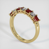 14K Yellow Gold Ruby and Diamond Prong Wedding Band Image