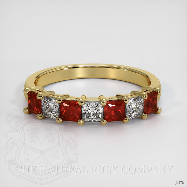 18K Yellow Gold Diamond and Ruby Prong Wedding Band
