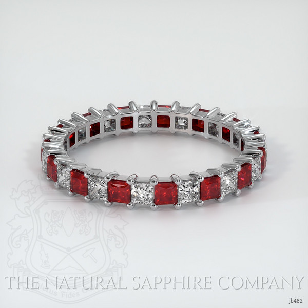 14K White Gold Ruby and Diamond Eternity Wedding Band