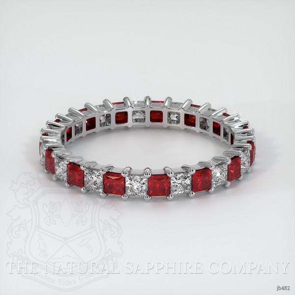 18K White Gold Ruby and Diamond Eternity Wedding Band