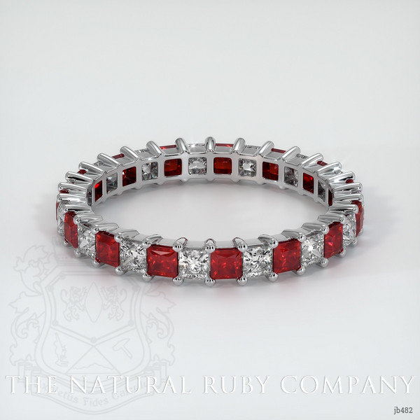 18K White Gold Diamond and Ruby Eternity Wedding Band