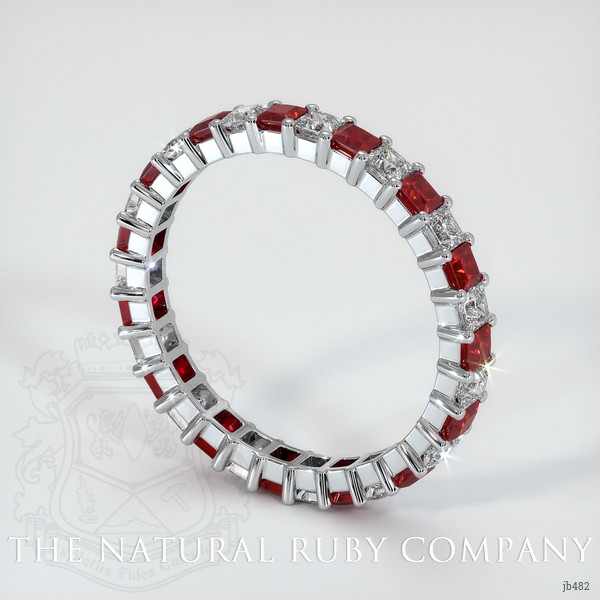18K White Gold Diamond and Ruby Eternity Wedding Band