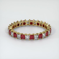 14K Yellow Gold Diamond and Ruby Eternity Wedding Band Video