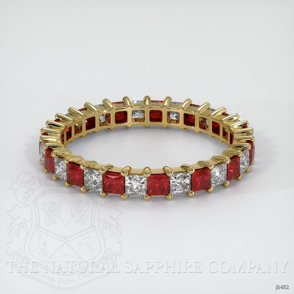 18K Yellow Gold Ruby and Diamond Eternity Wedding Band