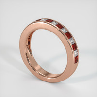 14K Rose Gold Ruby and Diamond Channel Wedding Band Image