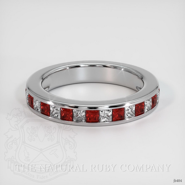 14K White Gold Ruby and Diamond Channel Wedding Band