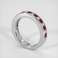14K White Gold Ruby and Diamond Channel Wedding Band Image