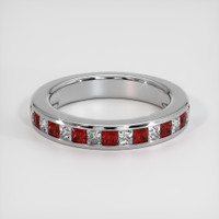 18K White Gold Ruby and Diamond Channel Wedding Band Video