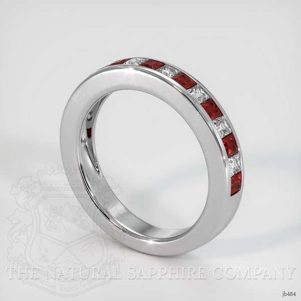 18K White Gold Ruby and Diamond Channel Wedding Band
