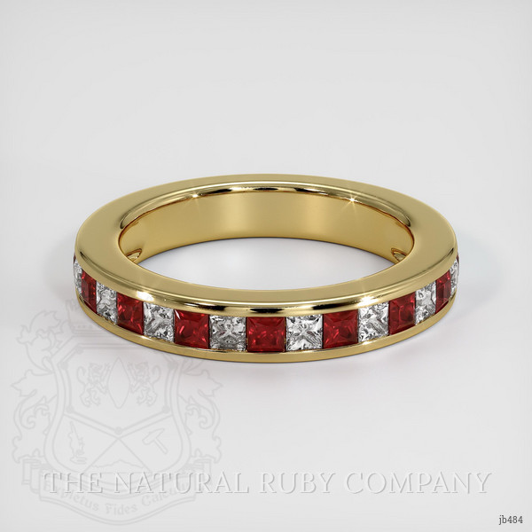 14K Yellow Gold Ruby and Diamond Channel Wedding Band