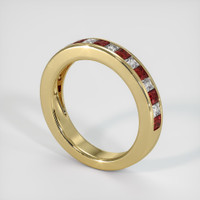 14K Yellow Gold Ruby and Diamond Channel Wedding Band Image