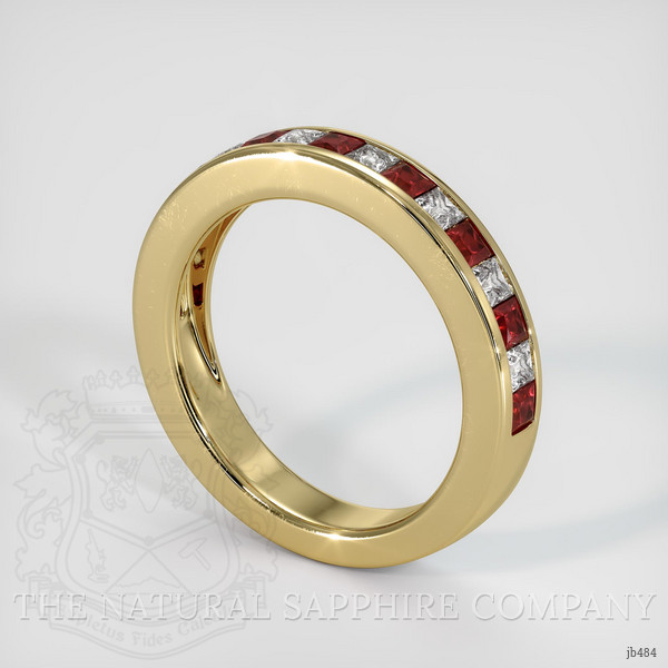 14K Yellow Gold Ruby and Diamond Channel Wedding Band