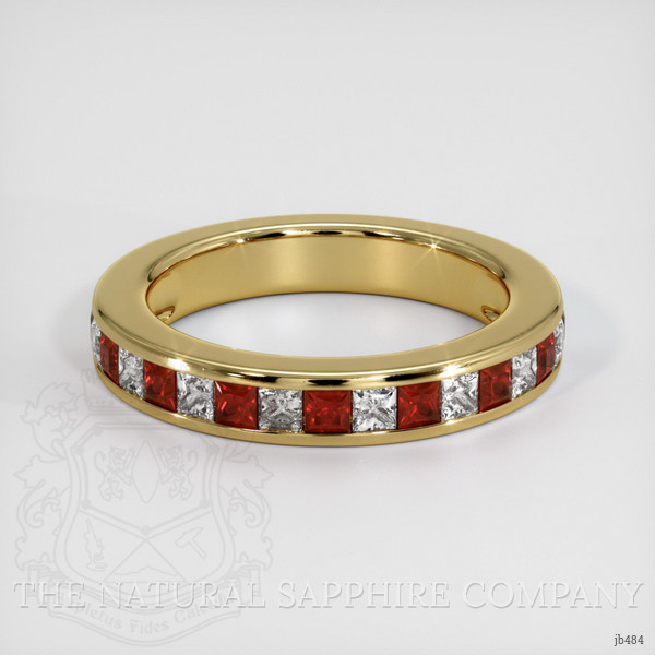 18K Yellow Gold Ruby and Diamond Channel Wedding Band