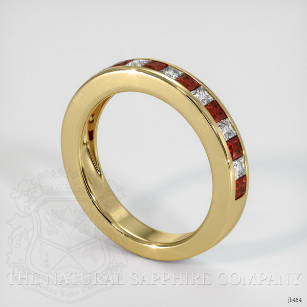 18K Yellow Gold Ruby and Diamond Channel Wedding Band
