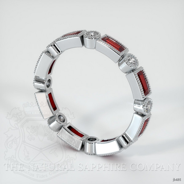 Platinum 950 Ruby and Diamond Antique Style Wedding Band