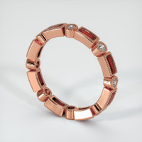 14K Rose Gold Diamond and Ruby Antique Style Wedding Band Image