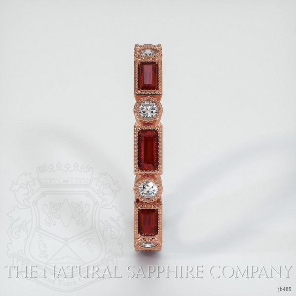 14K Rose Gold Diamond and Ruby Antique Style Wedding Band