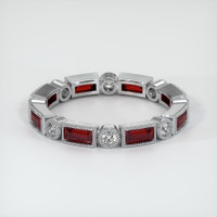 14K White Gold Ruby and Diamond Antique Style Wedding Band Video