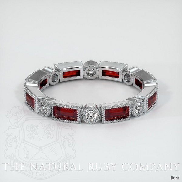 14K White Gold Ruby and Diamond Antique Style Wedding Band