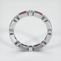 14K White Gold Ruby and Diamond Antique Style Wedding Band Image