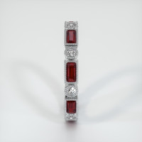 14K White Gold Ruby and Diamond Antique Style Wedding Band Image