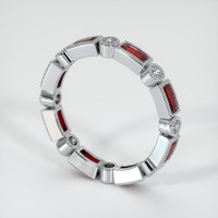 18K White Gold Ruby and Diamond Antique Style Wedding Band Image