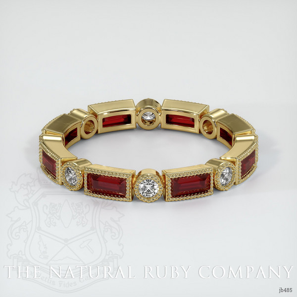 14K Yellow Gold Ruby and Diamond Antique Style Wedding Band