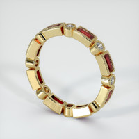 14K Yellow Gold Ruby and Diamond Antique Style Wedding Band Image