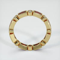 14K Yellow Gold Ruby and Diamond Antique Style Wedding Band Image