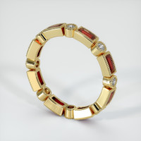 18K Yellow Gold Ruby and Diamond Antique Style Wedding Band Image