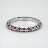 14K White Gold Ruby and Diamond Prong Wedding Band Video