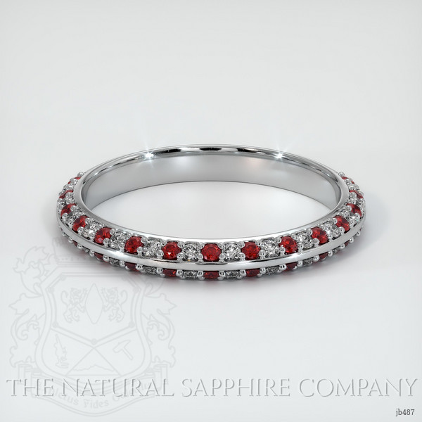 14K White Gold Ruby and Diamond Prong Wedding Band