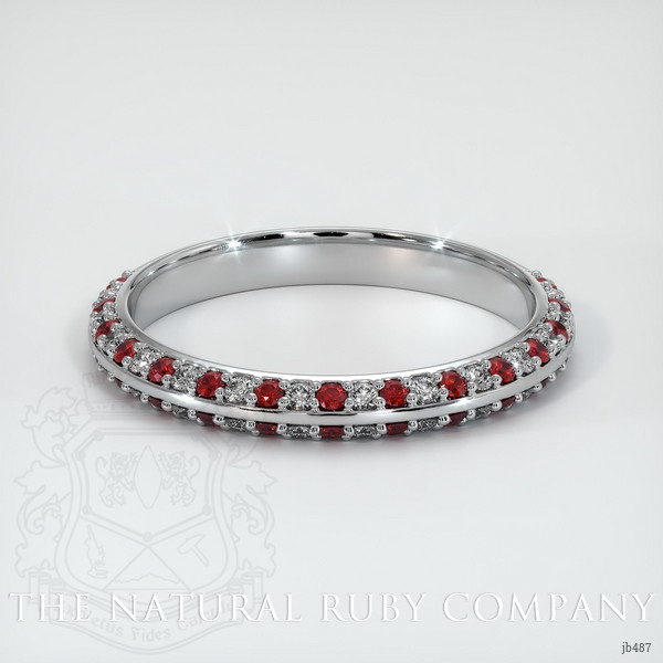 14K White Gold Ruby and Diamond Prong Wedding Band