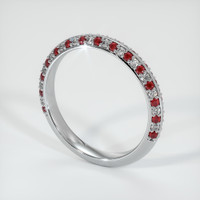 14K White Gold Ruby and Diamond Prong Wedding Band Image